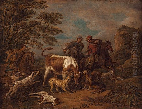 Stierhatz Oil Painting by Georg Philipp Rugendas the Younger