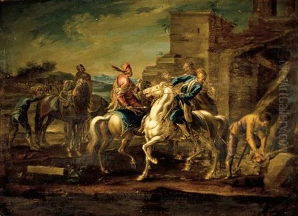 Riders Oil Painting by Georg Philipp Rugendas the Younger