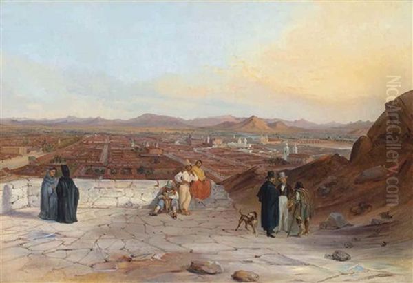 Santiago From The Hill Of Santa Lucia, Looking West Oil Painting by Johann Moritz Rugendas