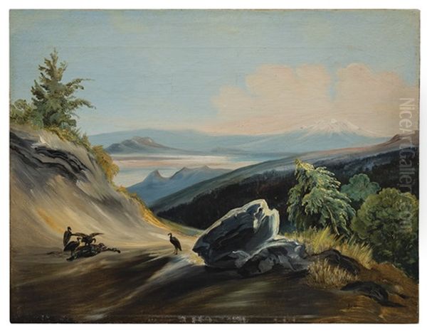 Paisaje De Sendero Con El Iztaccihuatl En La Lejania Oil Painting by Johann Moritz Rugendas