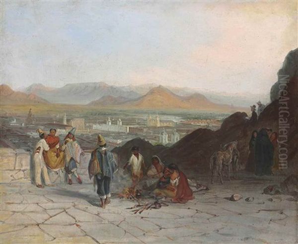 Vista De Santiago Desde El Cerro Santa Lucia Hacia El Oriente Oil Painting by Johann Moritz Rugendas