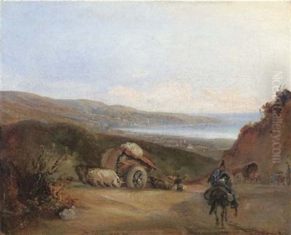 Valparaiso From The Road To Santiago Oil Painting by Johann Moritz Rugendas