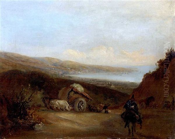 Valparaiso From The Road To Santiago Oil Painting by Johann Moritz Rugendas