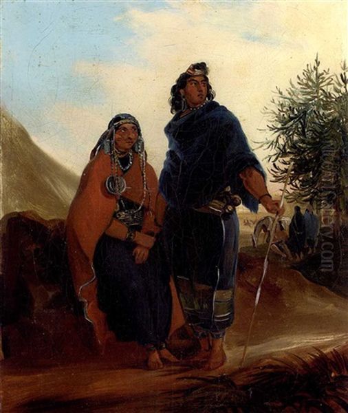 An Araucanian Couple Oil Painting by Johann Moritz Rugendas