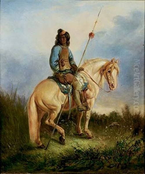 Cacique De La Tribu Indienne Pequen Oil Painting by Johann Moritz Rugendas