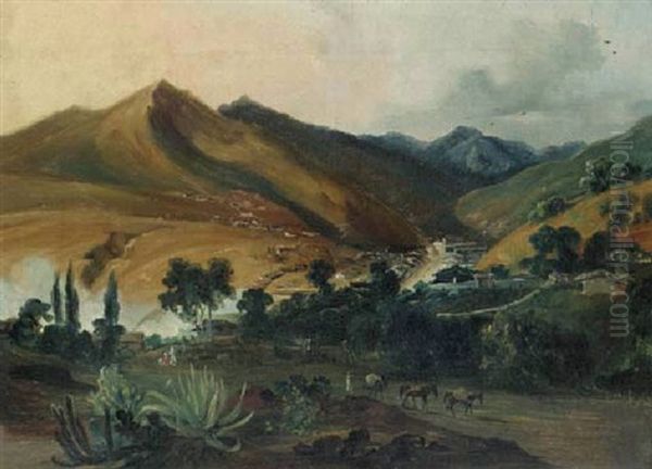 Vistas De Las Minas De Angangueo - Mexico Oil Painting by Johann Moritz Rugendas