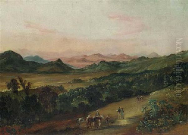 El Camino A Morelia En El Valle De Angangueo Con El Cerro De San Andres Al Fondo Oil Painting by Johann Moritz Rugendas