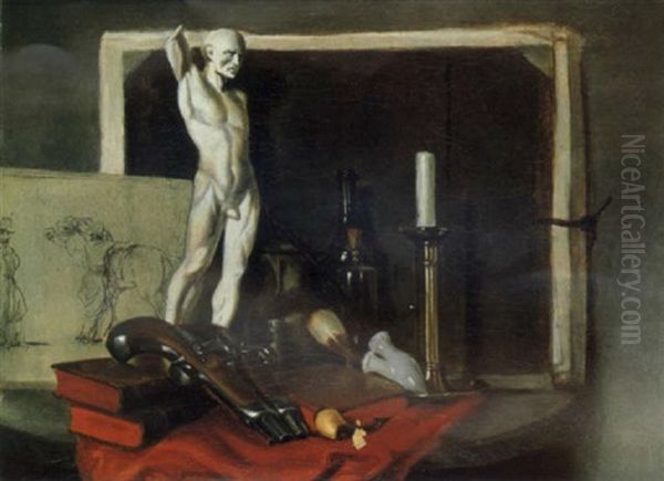 Nature Morte Aux Pistolets, Sculpture Et Dessins Oil Painting by Johann Moritz Rugendas