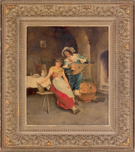 Courting Scene Oil Painting by Pasquale Ruggiero