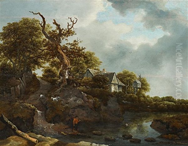 Landschaft Mit Haus Und Taubenschlag Oil Painting by Jacob Van Ruisdael