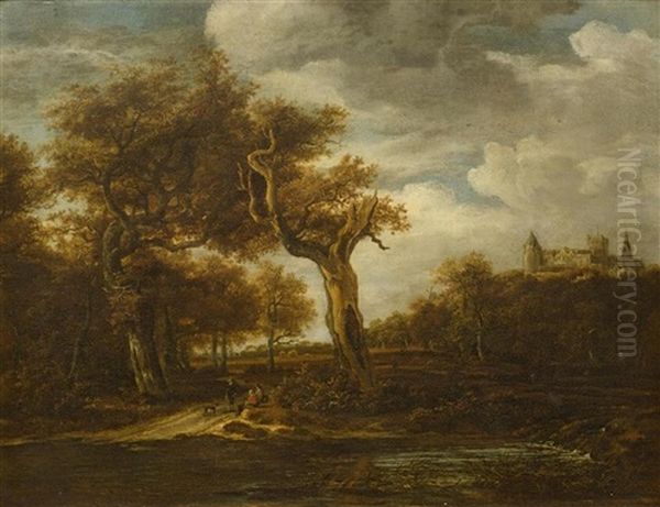 Broad Landscape With View Of Schloss Bentheim In The Background Oil Painting by Jacob Van Ruisdael