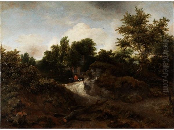 Dunnenlandschaft Mit Staffagefiguren by Jacob Van Ruisdael