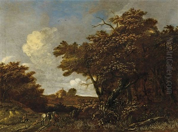 Landschaft Mit Jagern Oil Painting by Jacob Van Ruisdael