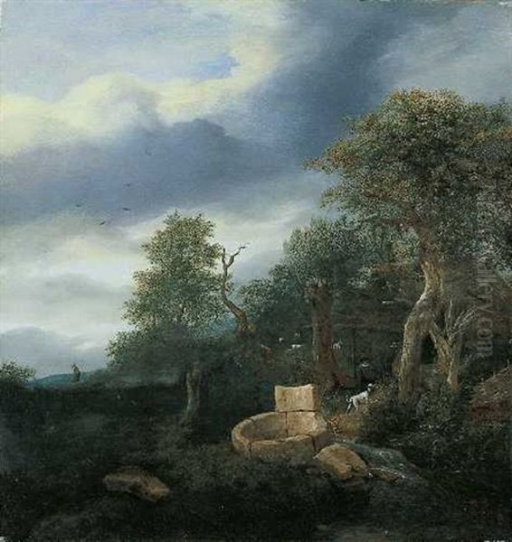 Landschaft Mit Brunnen Oil Painting by Jacob Van Ruisdael