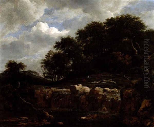 Wasserfall Mi Figuren Oil Painting by Jacob Van Ruisdael