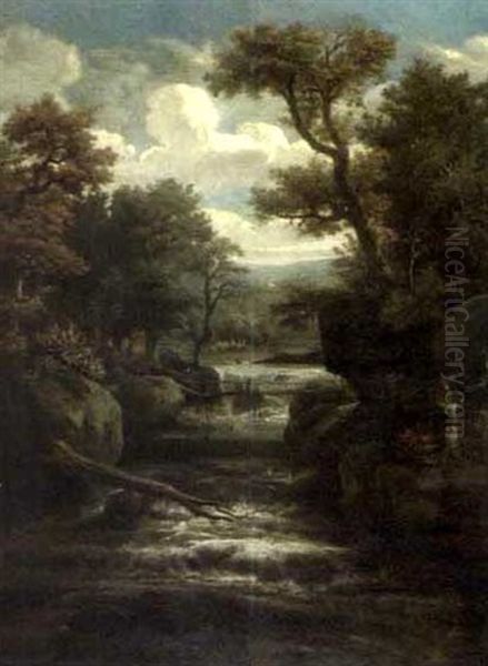 Riviere Avec Cascade Dans Un Paysage Rocheux Oil Painting by Jacob Van Ruisdael