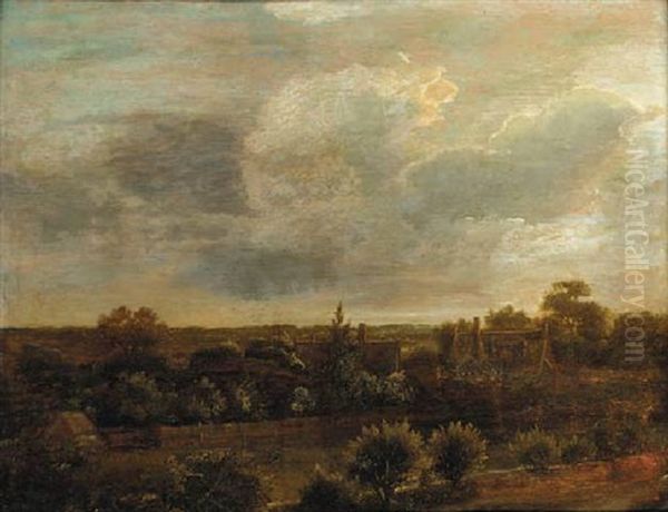 A Panoramic Landscape With Cottages by Jacob Van Ruisdael