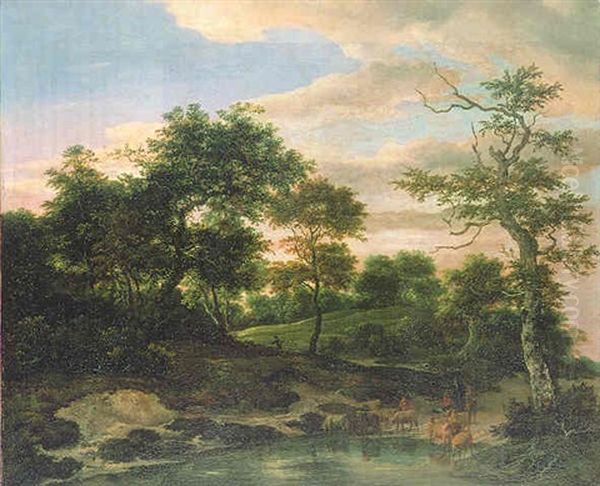 Le Petit Abreuvoir Oil Painting by Jacob Van Ruisdael