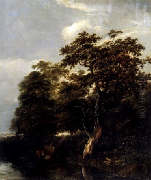 Flusslandschaft Mit Grossem Baum Oil Painting by Jacob Van Ruisdael