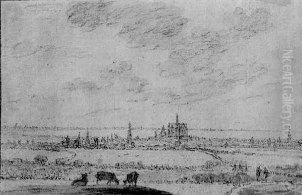 A Distant View Of Haarlem From The Dunes Oil Painting by Jacob Van Ruisdael