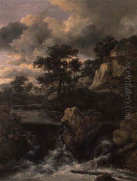 Hugellandschaft Mit Einem Wasserfall Oil Painting by Jacob Van Ruisdael