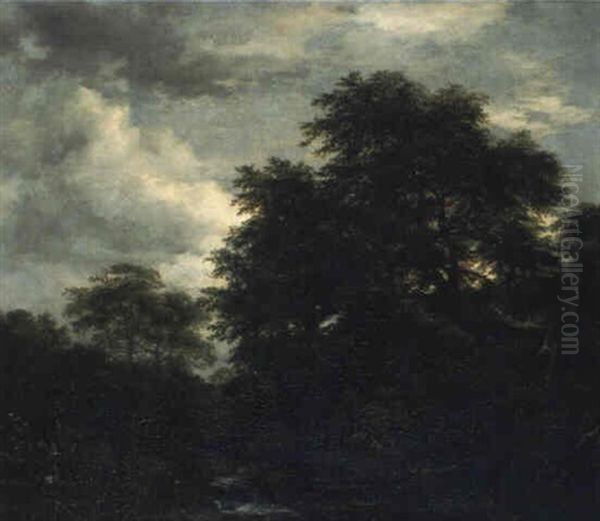 Paysage De Riviere Avec Une Cascade Au Pied D'un Chene Oil Painting by Jacob Van Ruisdael