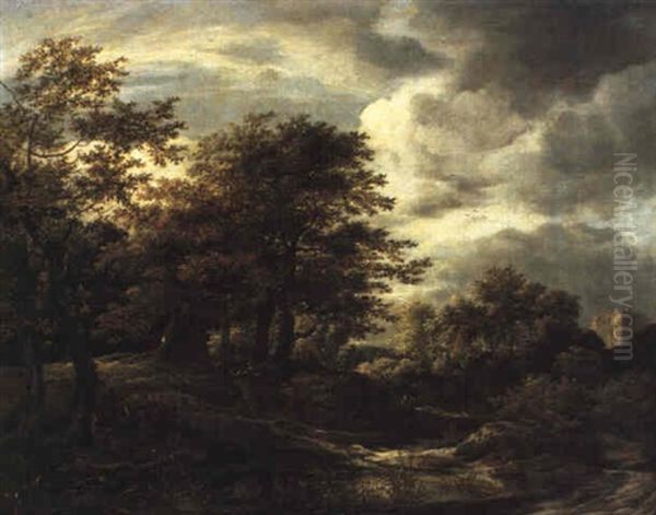 A Woodland Landscape With A Pond Oil Painting by Jacob Van Ruisdael