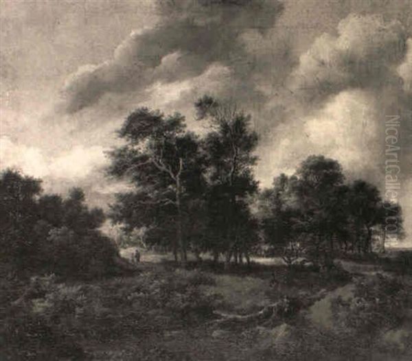 Bewaldete Landschaft Mit Zwei Wanderern Oil Painting by Jacob Van Ruisdael