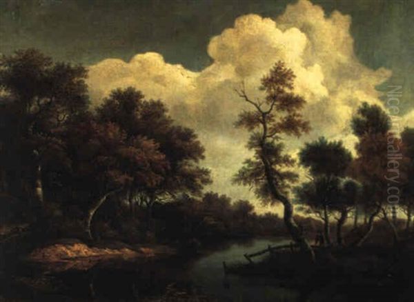 Bewaldete Fluslandschaft Oil Painting by Jacob Van Ruisdael