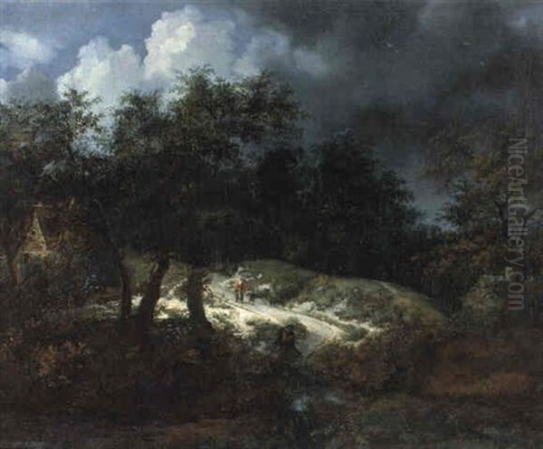 Waldlandschaft Mit Aufsteigendem Gewitter Oil Painting by Jacob Van Ruisdael