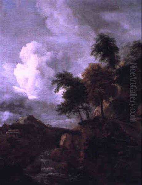 Paysage A La Cascade Oil Painting by Jacob Van Ruisdael