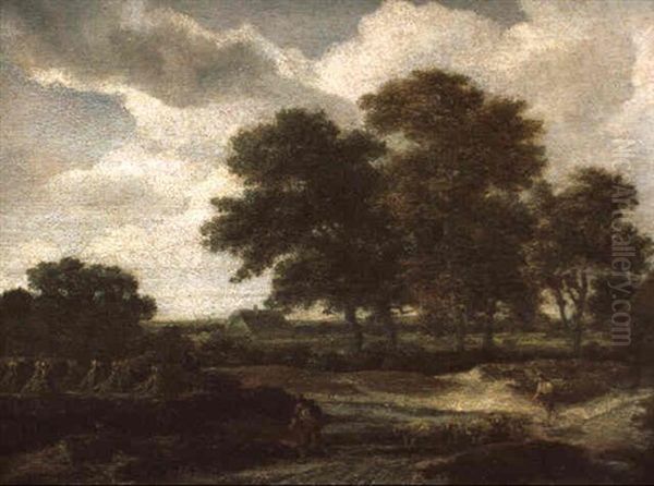 Weite, Baumbestandene Landschaft Mit Einem Kornfeld Oil Painting by Jacob Van Ruisdael