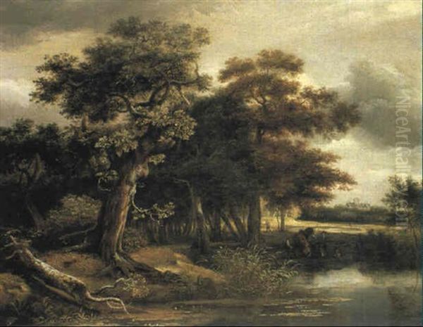 Eichenwald Mit Weiher Oil Painting by Jacob Van Ruisdael