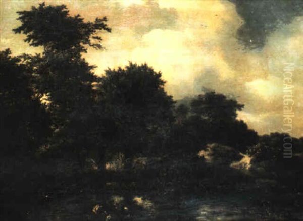 Wooded Landscape With A Stream Oil Painting by Jacob Van Ruisdael