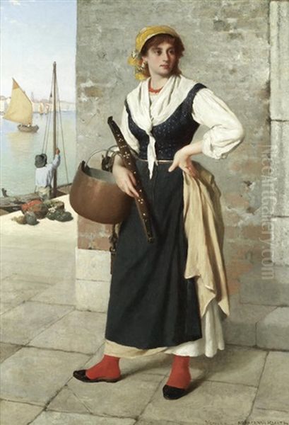 A Young Fishwife Oil Painting by Horace Van Ruith