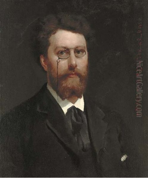 Portrait Of A Gentleman Wearing A Black Jacket And Spectacles Oil Painting by Horace Van Ruith