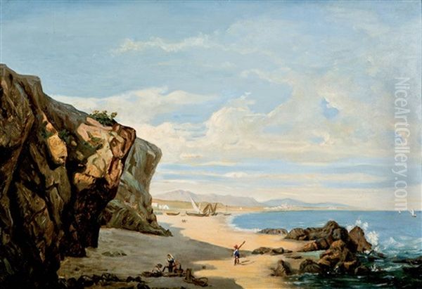 En La Playa; Ribera Del Rio (2 Works) Oil Painting by Leopoldo Ruiz De La Torre