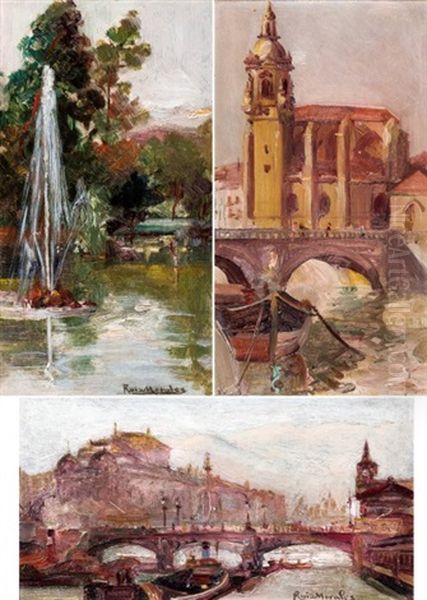 Vistas De Paris (3 Works) Oil Painting by Manuel Ruiz Sanchez Morales