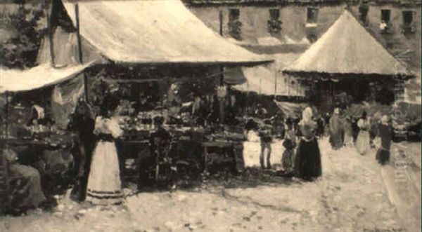 The Market Place, Granada Oil Painting by Manuel Ruiz Sanchez Morales