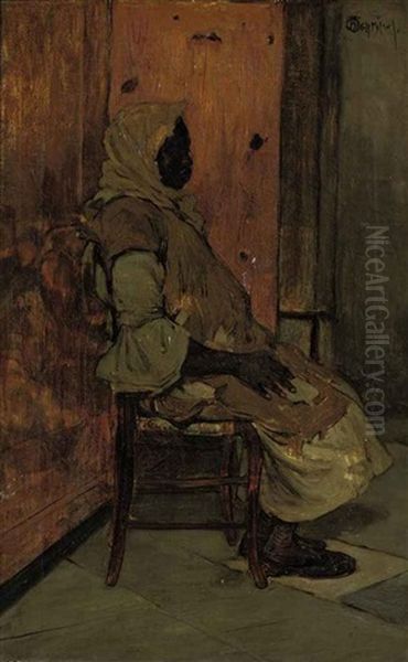 A Seated Lady Oil Painting by Henry Pieter Edward Rul