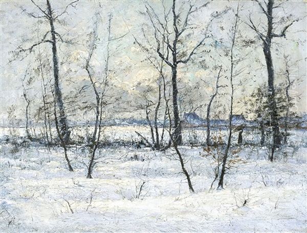 Winter In De Kempen Oil Painting by Henry Pieter Edward Rul