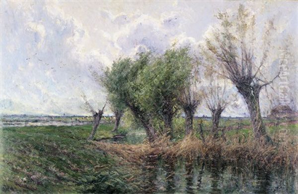 Polderzicht Oil Painting by Henry Pieter Edward Rul