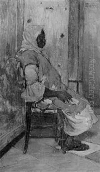 A Negress Seated Oil Painting by Henry Pieter Edward Rul