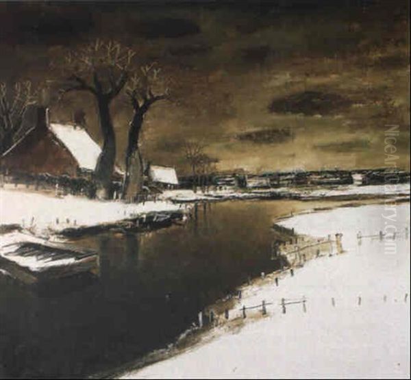 Paysage D'hiver Oil Painting by Henry Pieter Edward Rul