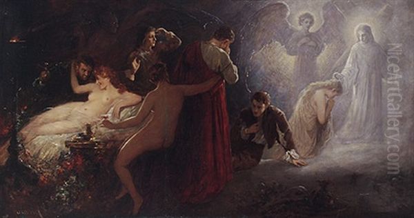 Das Sundige Und Das Fromme Leben Oil Painting by Heinrich Ruland