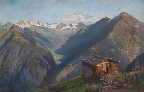 Hochalmhutte In Den Zillertaler Alpen Oil Painting by Joseph Rummelspacher