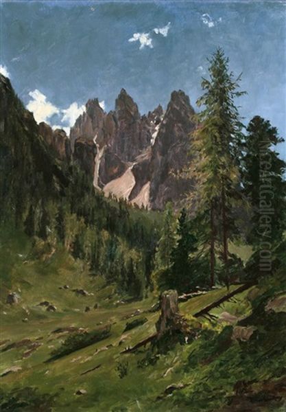 Sommer In Den Dolomiten Oil Painting by Joseph Rummelspacher