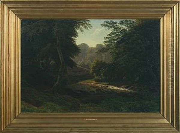 Forest Landscape With A Stream Oil Painting by Gotfred Christian Rump