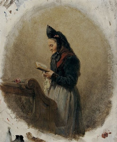 Betende Bauerin In Tracht Oil Painting by Philipp Rumpf