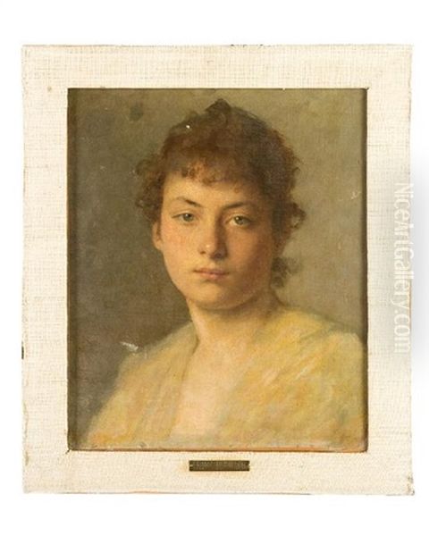 Portrait Of A Young Girl Oil Painting by Franz Rumpler